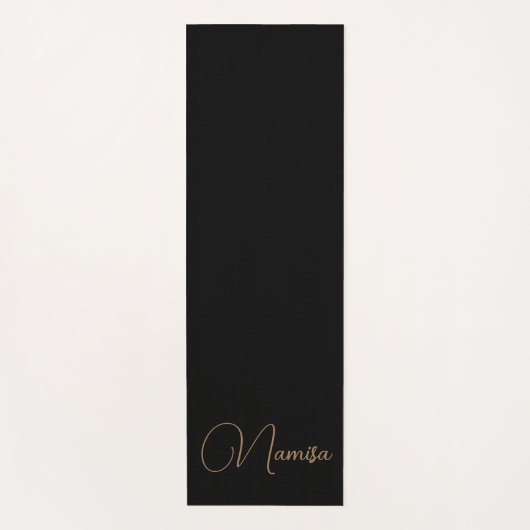 モノグラムのエレガント黒と金ゴールドフェミニン ヨガマット (正面)