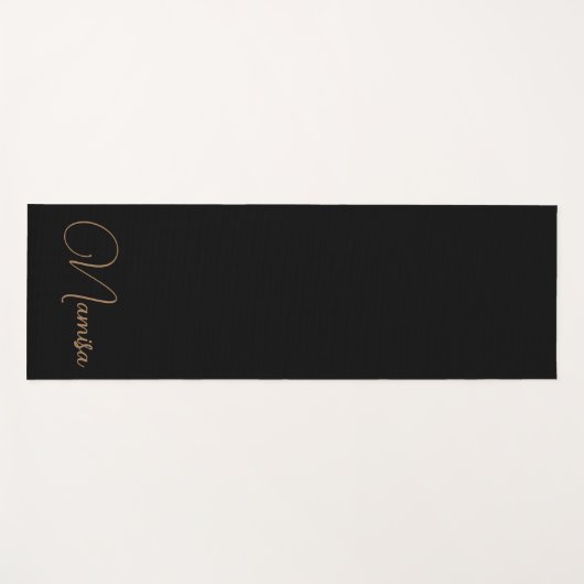 モノグラムのエレガント黒と金ゴールドフェミニン ヨガマット (正面(横))