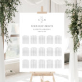 モノグラムのオリーブ結婚リーフの15テーブル座席表 ポスター