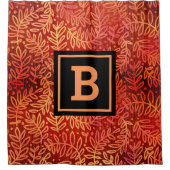 モノグラムのオレングラデーションジ金ゴールドの葉のパタモダンーン シャワーカーテン (正面)