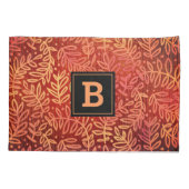 モノグラムのオレングラデーションジ金ゴールドの葉のパタモダンーン 枕カバー (裏面)