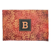 モノグラムのオレングラデーションジ金ゴールドの葉のパタモダンーン 枕カバー (正面)