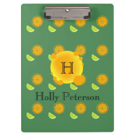 モノグラムのオレンジとかわいらしライム クリップボード