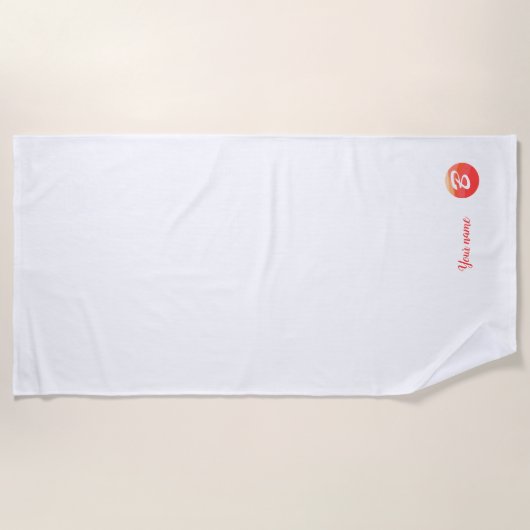 モノグラムのオレンジの波状の文字Bビーチタオル ビーチタオル (正面)