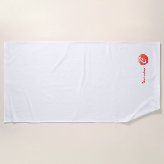 モノグラムのオレンジの波状の文字Cビーチタオル ビーチタオル (正面)