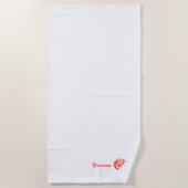 モノグラムのオレンジの波状の文字Cビーチタオル ビーチタオル (正面)