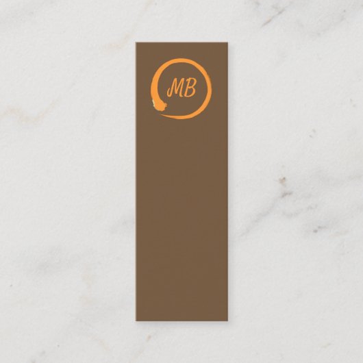 モノグラムのオレンジの縦の禅の名刺 スキニー名刺 (正面)