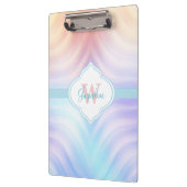 モノグラムのオレンジティール（緑がかった色）のラベンダー クリップボード (左)