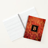 モノグラムのオレンジ色の葉のパターンモダンシンプル ノートブック (内部)