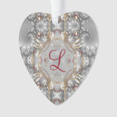 モノグラムのオーナメント-フェイクな宝石-銀-金ゴールド オーナメント (正面)