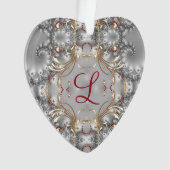 モノグラムのオーナメント-フェイクな宝石-銀-金ゴールド オーナメント (正面)