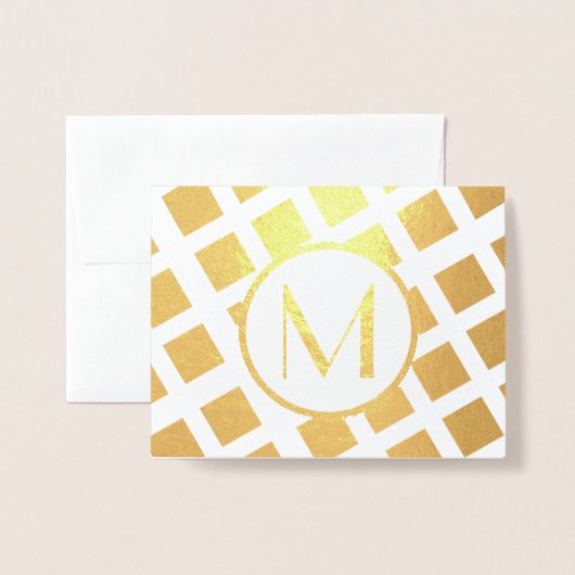 モノグラムのカスタムイニシャル箔ノートカード 箔カード (封筒付き正面)