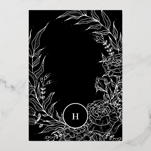 モノグラムのカス実在タマイズ金ゴールド結婚リース 箔招待状 (裏面)