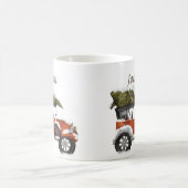 モノグラムのカッコいいヴィンテージ赤トラックの木 コーヒーマグカップ (中央)