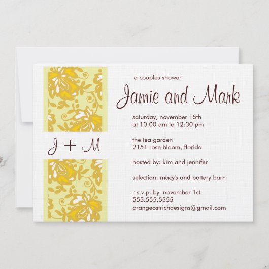 モノグラムのカップルのシャワーの招待状 招待状 (正面)