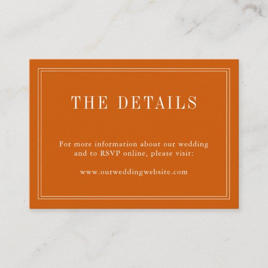 モノグラムのカップル名シンプル燃えたオレンジと白 エンクロージャーカード (正面)
