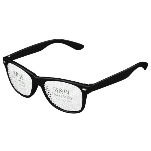 モノグラムのカップル灰色のモダン緑のロマンチックな日付si キッズサングラス (アングル)