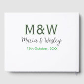 モノグラムのカップル灰色のモダン緑のロマンチックな日付si ゲストブック (裏面)