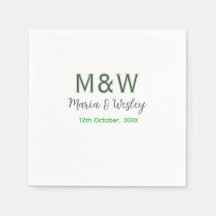 モノグラムのカップル灰色のモダン緑のロマンチックな日付si