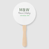 モノグラムのカップル灰色のモダン緑のロマンチックな日付si ハンドファン (裏面)