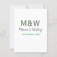 モノグラムのカップル灰色のモダン緑のロマンチックな日付si