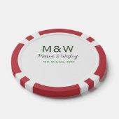 モノグラムのカップル灰色のモダン緑のロマンチックな日付si ポーカーチップ (シングル)