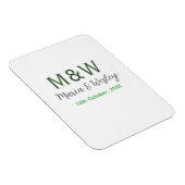 モノグラムのカップル灰色のモダン緑のロマンチックな日付si マグネット (右側)