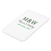 モノグラムのカップル灰色のモダン緑のロマンチックな日付si マグネット (左側)