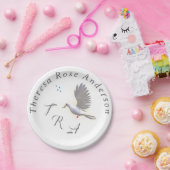 モノグラムのカトリックの鳩と水の洗礼 ペーパープレート (パーティー)