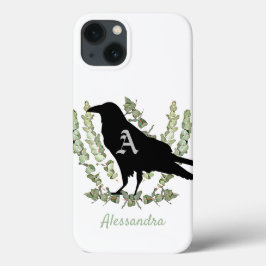 モノグラムのカラスの霊パーソナライズされた動物 iPhone 13ケース