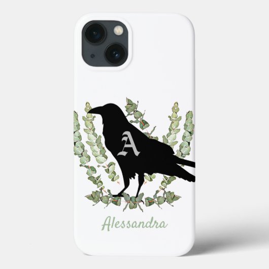 モノグラムのカラスの霊パーソナライズされた動物 Case-Mate iPhoneケース (裏面)
