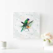 モノグラムのカラフルお花 スクエア壁時計 (ホーム)