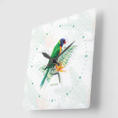 モノグラムのカラフルお花 スクエア壁時計 (傾斜)