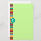 モノグラムのカラフルのストライプのカスタマイズ可能な文房具 便箋 (正面/裏面)
