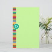 モノグラムのカラフルのストライプのカスタマイズ可能な文房具 便箋 (スタンド正面)