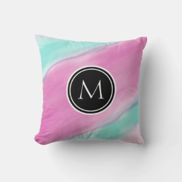 モノグラムのカラフルの水彩画 クッション