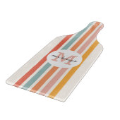 モノグラムのカラフルストライプレトロパーソナライズされた カッティングボード (角)