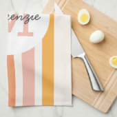 モノグラムのカラフルストライプレトロパーソナライズされた キッチンタオル (四つ折り)