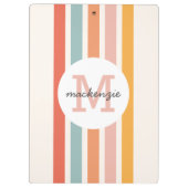 モノグラムのカラフルストライプレトロパーソナライズされた クリップボード (裏面)