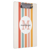 モノグラムのカラフルストライプレトロパーソナライズされた クリップボード (右)