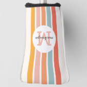 モノグラムのカラフルストライプレトロパーソナライズされた ゴルフヘッドカバー (回転90)