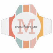 モノグラムのカラフルストライプレトロパーソナライズされた サッカーボール (フラット)