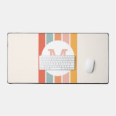 モノグラムのカラフルストライプレトロパーソナライズされた デスクマット (キーボード&マウス)