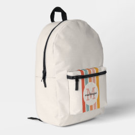 モノグラムのカラフルストライプレトロパーソナライズされた プリントバックパック