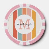モノグラムのカラフルストライプレトロパーソナライズされた ポーカーチップ (正面)