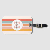 モノグラムのカラフルストライプレトロパーソナライズされた ラゲッジタグ (正面横)