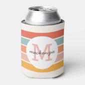 モノグラムのカラフルストライプレトロパーソナライズされた 缶クーラー (缶正面)