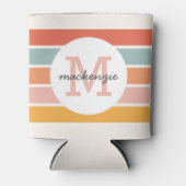 モノグラムのカラフルストライプレトロパーソナライズされた 缶クーラー (正面)