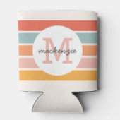 モノグラムのカラフルストライプレトロパーソナライズされた 缶クーラー (裏面)