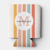 モノグラムのカラフルストライプレトロパーソナライズされた 缶クーラー (裏面)